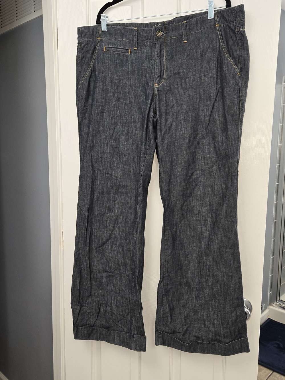 Old Navy The Diva Cuffed Wide Leg Jeans Dark Wash 100% Cotton Women Size 18